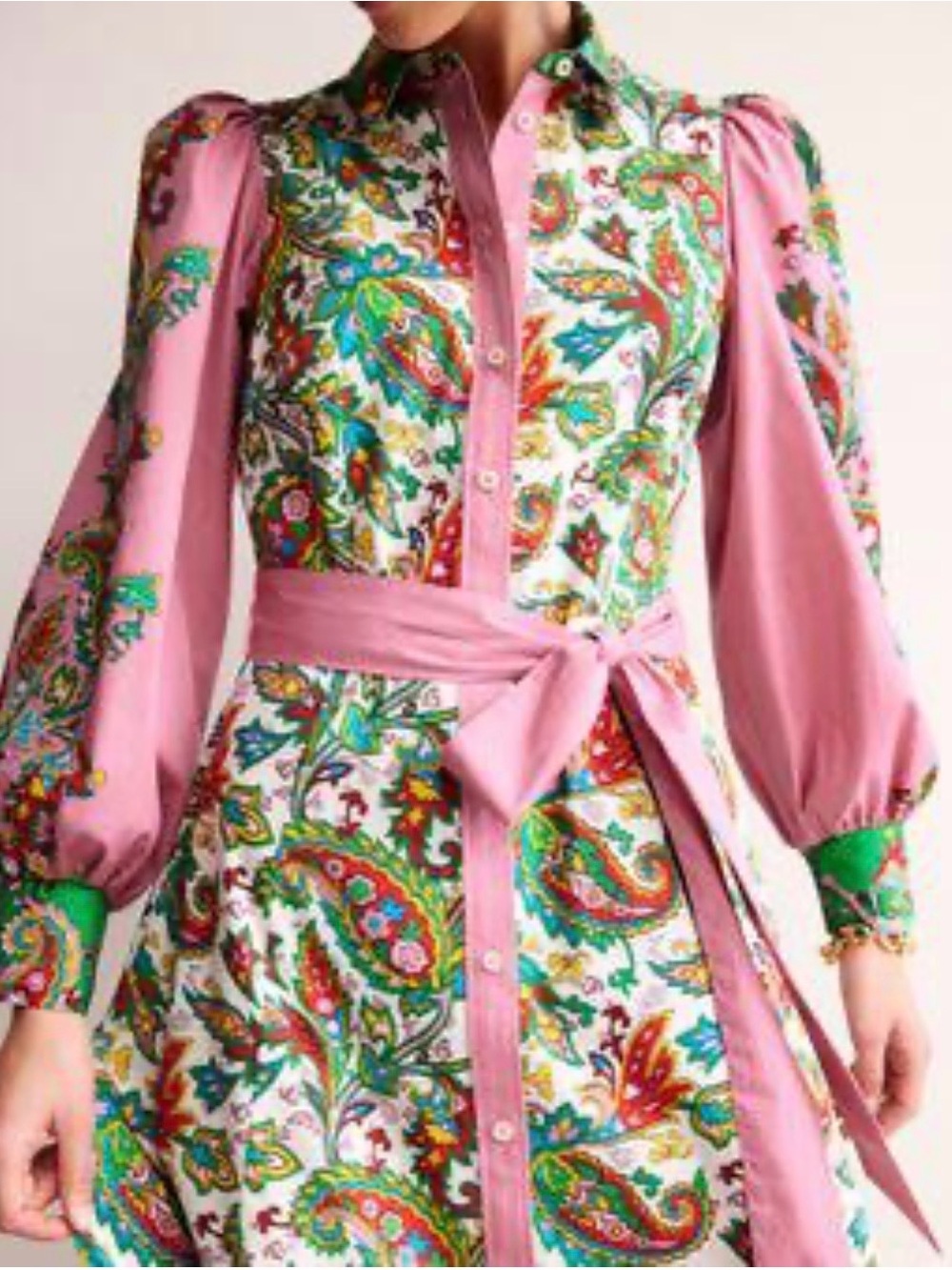 Boden Cotton Multi Paisley Maxi Shirt Dress